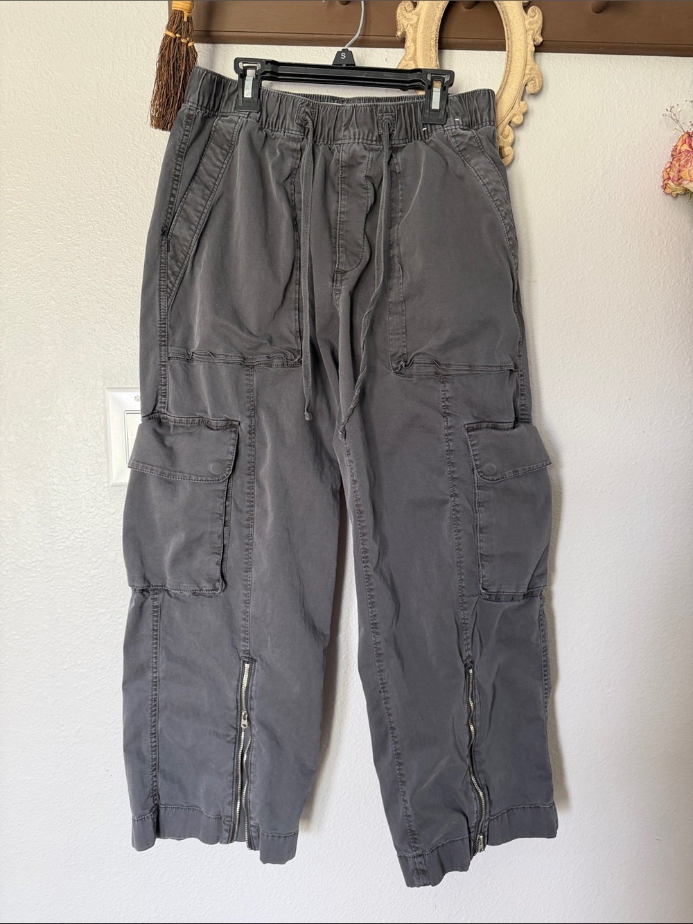 Abercrombie & Fitch Gray Cargo Pants with Ankle Zips